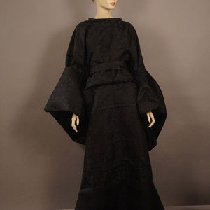 Black silk vintage couture kimono dress, beautiful